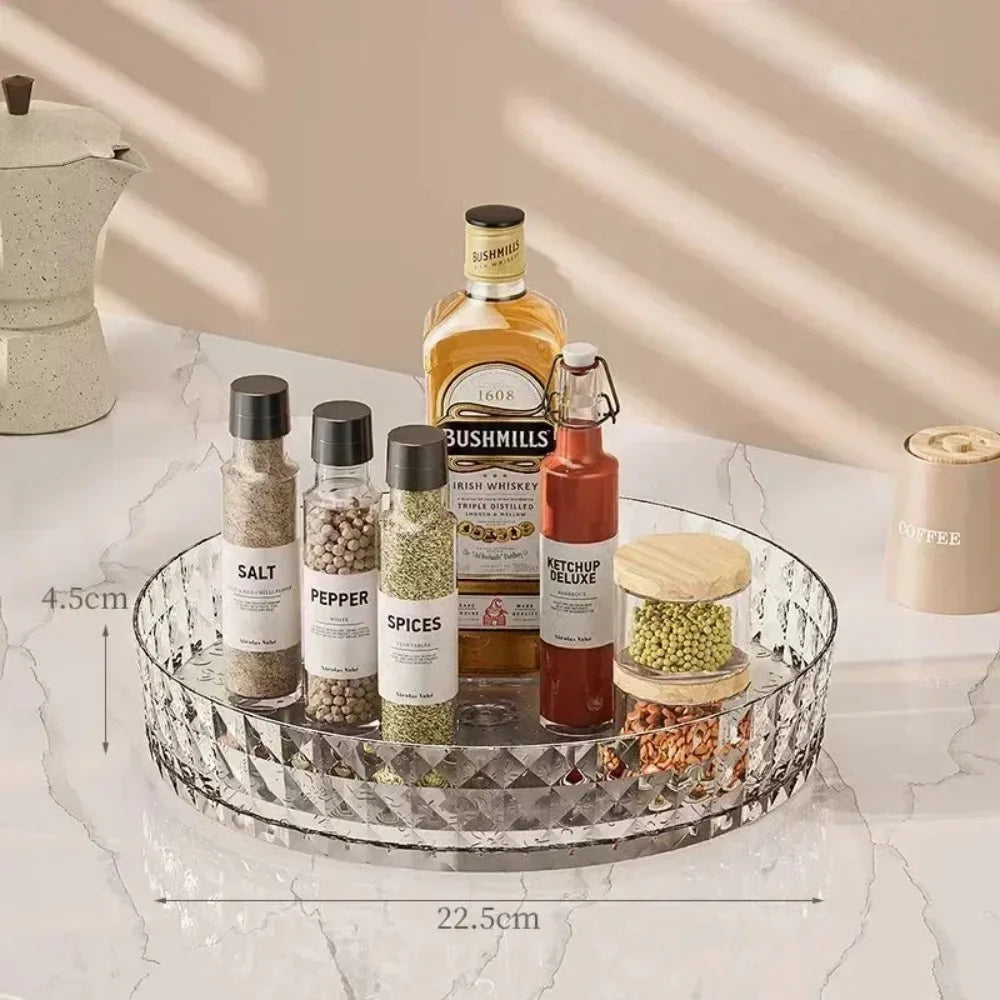 Plateau Rotatif 360° — Organiseur de Cuisine Multifonction pour Épices, Condiments & Fruits
