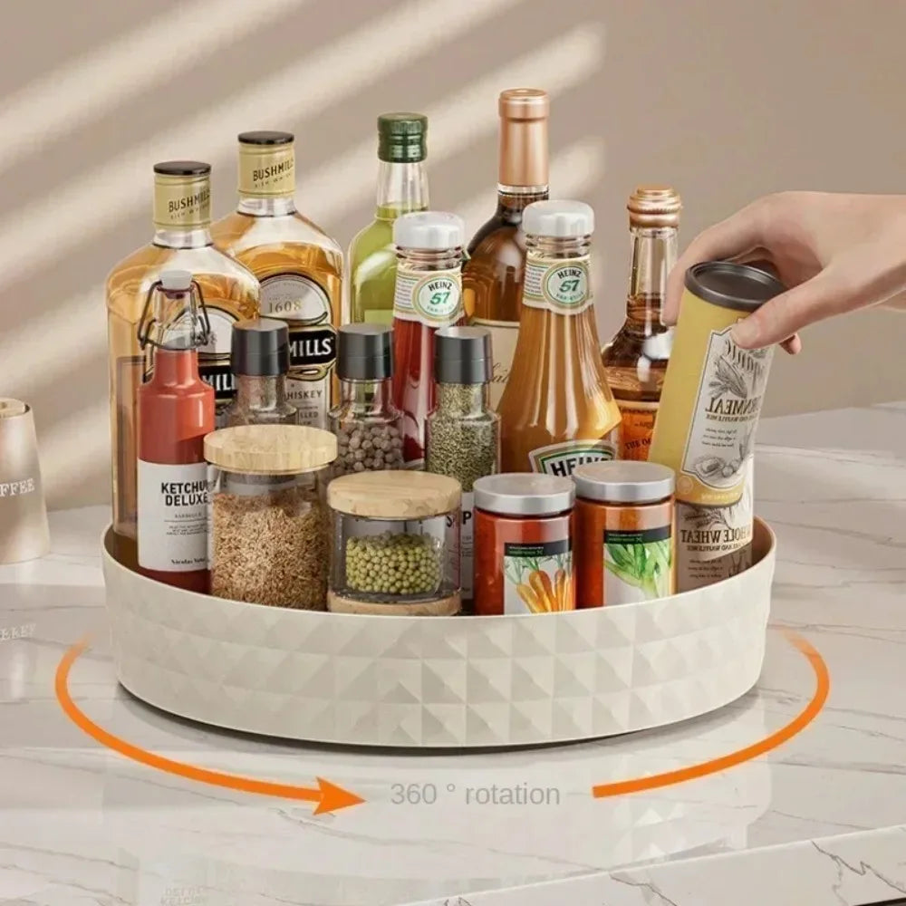 Plateau Rotatif 360° — Organiseur de Cuisine Multifonction pour Épices, Condiments & Fruits