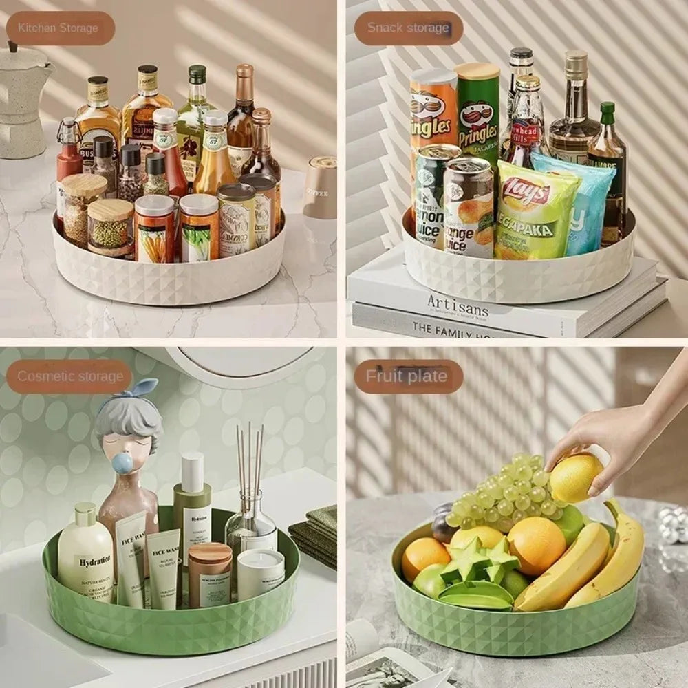 Plateau Rotatif 360° — Organiseur de Cuisine Multifonction pour Épices, Condiments & Fruits